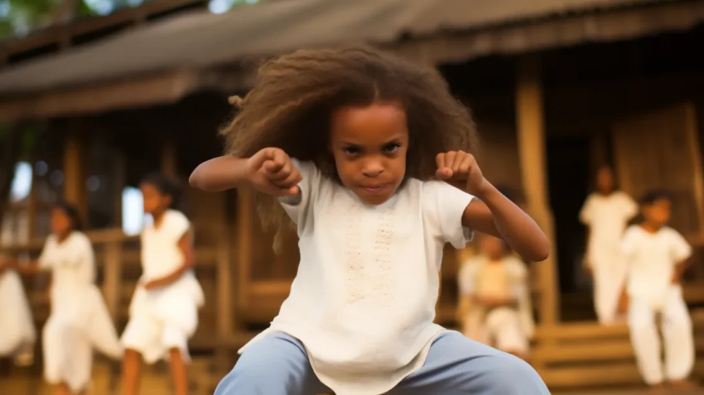  Nella pratica della capoeira, i bambini imparano ad apprezzare la bellezza del movimento, a scoprire