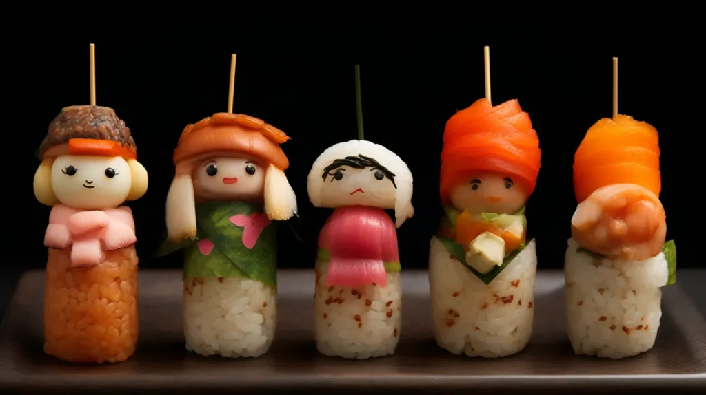   Cucina giapponese tradizionale con un'ampia selezione di sushi   e verdure.