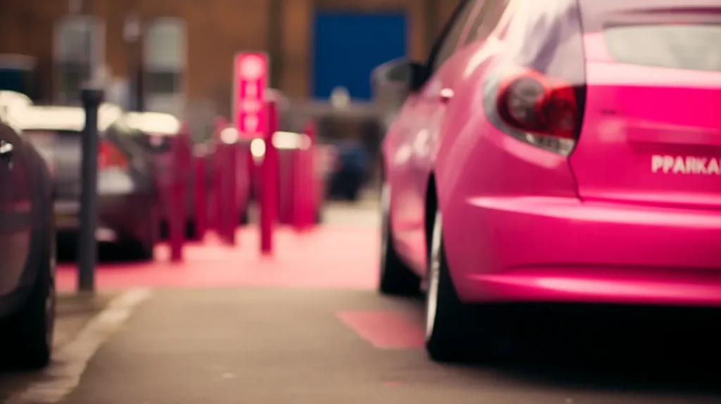  Mi chiedo se questo parcheggio rosa, oltre a essere un luogo materiale in cui parcheggiare